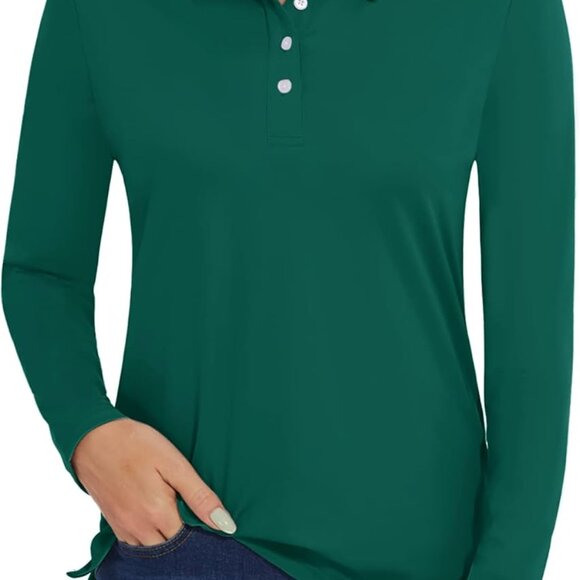 Women’s Long Sleeve Polo Shirt Lightweight Quick Dry UPF 50+ Sun Protection - Picture 1 of 6